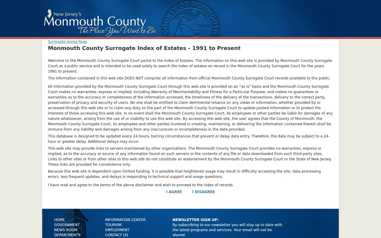 Wall previous residents research using the Monmouth Surrogate estate index