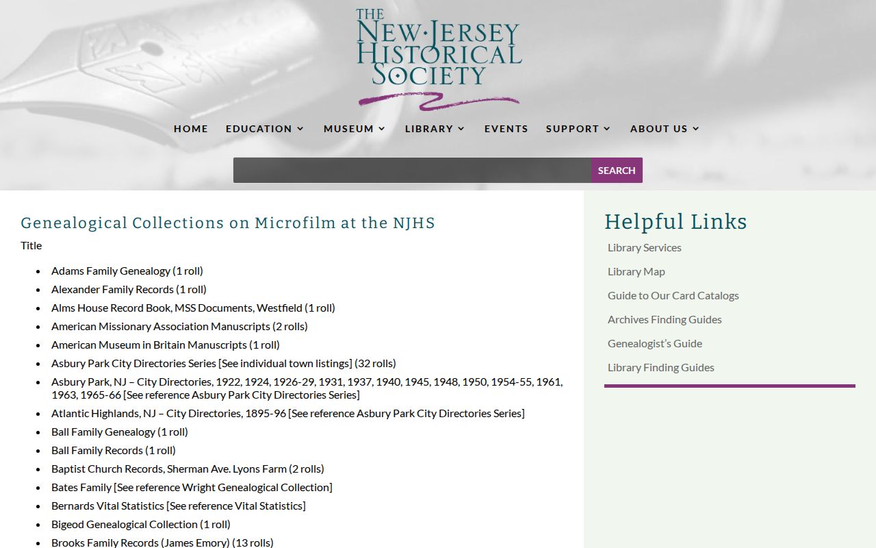 Wall residents directory New Jersey Historical Society Monmouth directory holdings