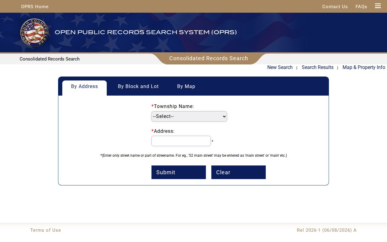 Wall residents directory property search interface for address and owner records